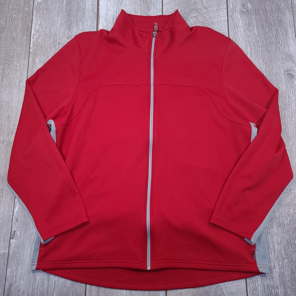 Alo Coolfit Jacket Mens Size XXL Red Full Zip Mesh Contrast Track Activewear